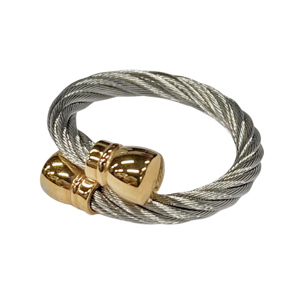 Anillo Charriol Colección CELTIC® RING BOURSE Acero Puntas Chapadas en Oro