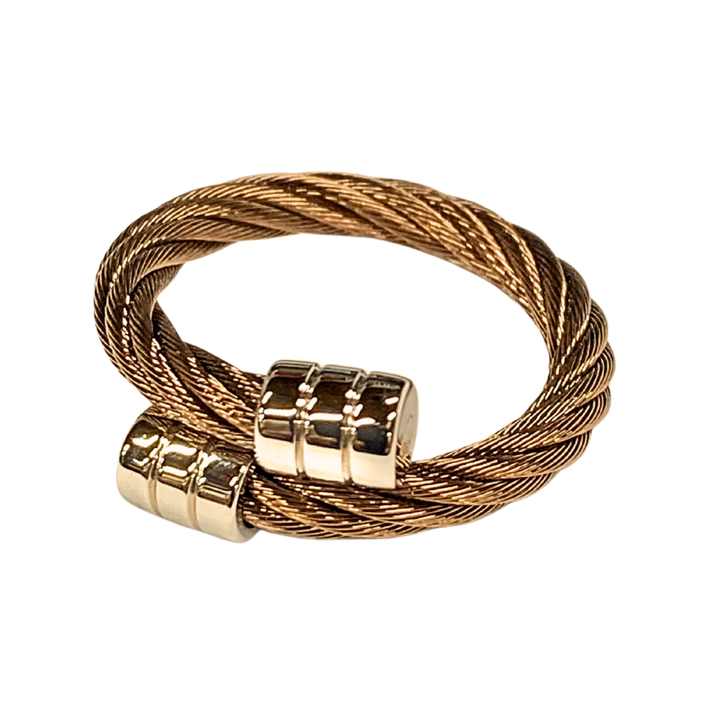 Anillo Charriol Colección CELTIC® TRIO RING Acero Bronce Puntas Acero