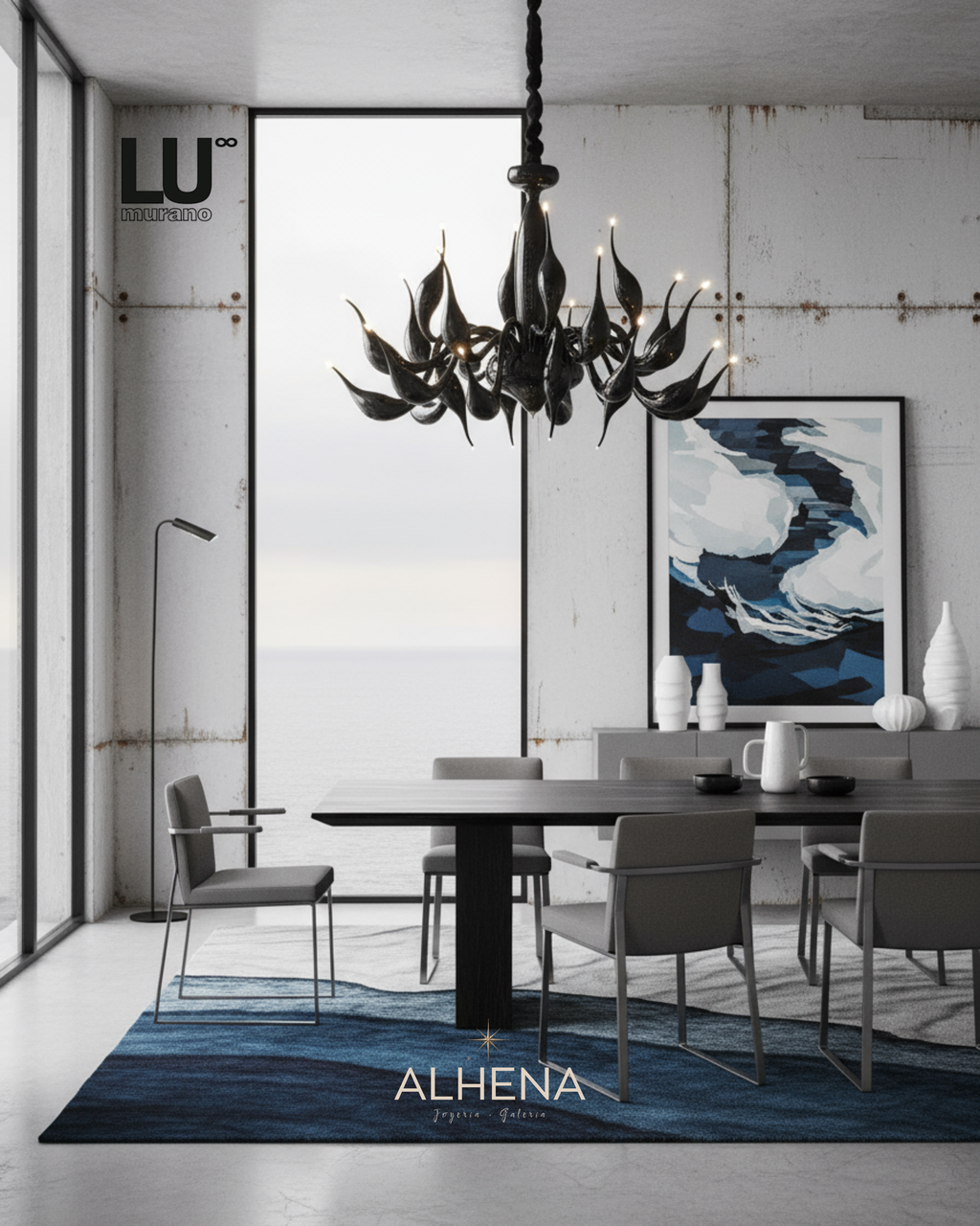 Lámpara de araña de fibra de carbono LU MURANO