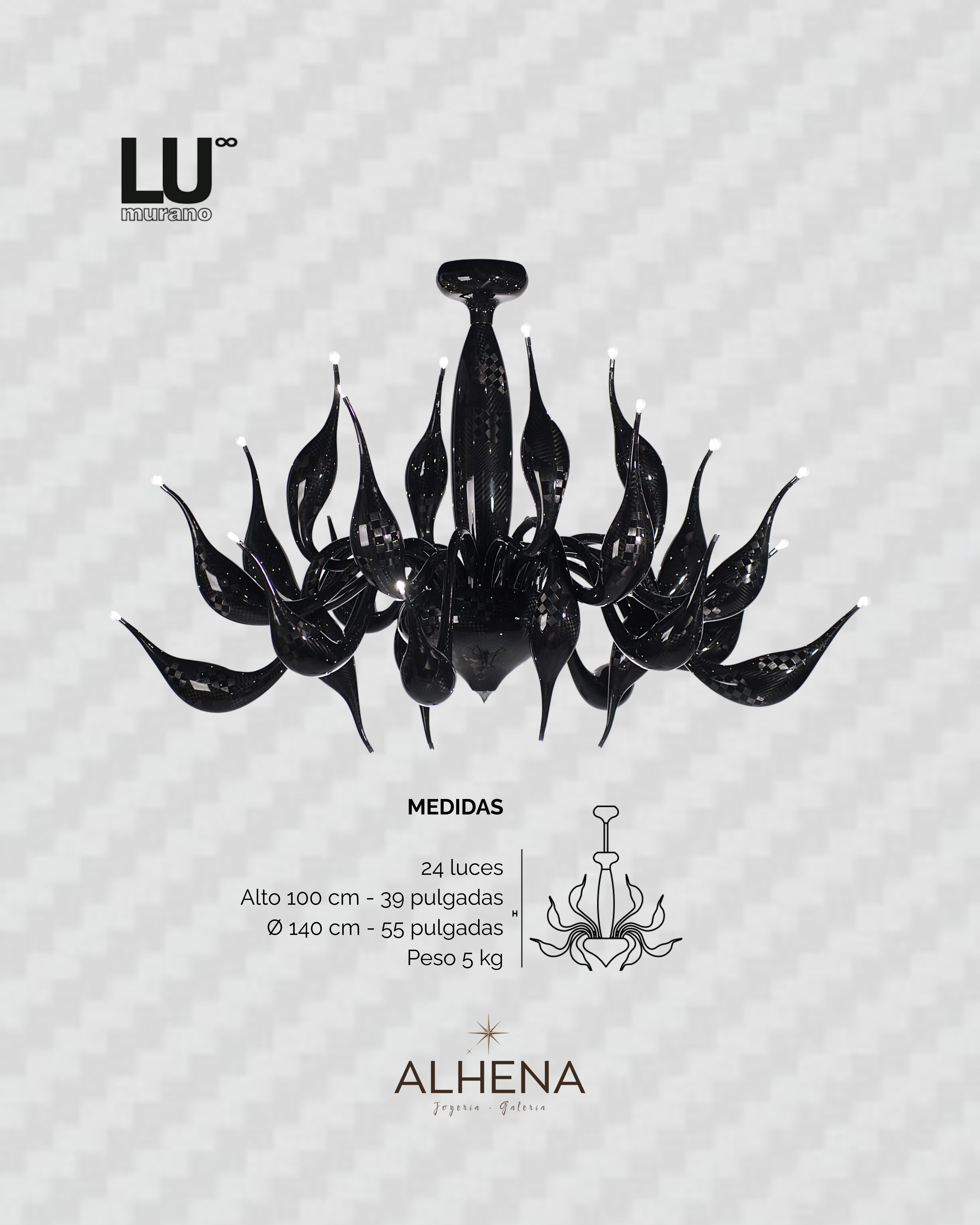 Lámpara de araña de fibra de carbono LU MURANO