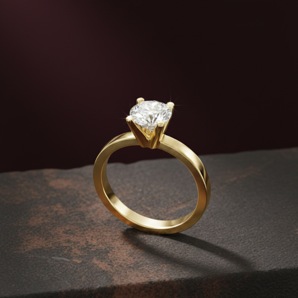 Anillo de compromiso oro amarillo de 14K